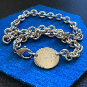 Tiffany & Co. Oval Tag Necklace Silver